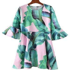 Goodnight Macaroon Trinity Palm Tree Print Dress